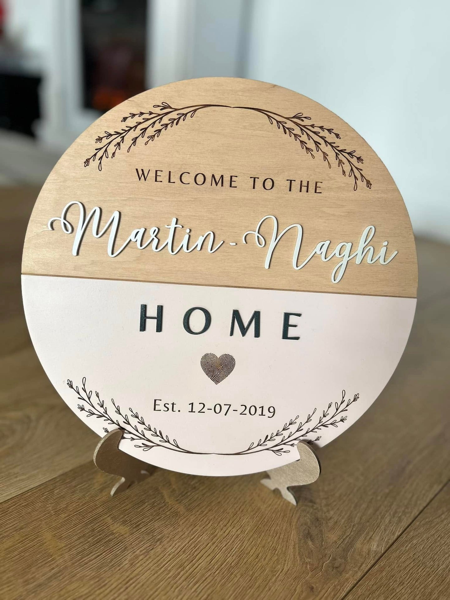 Placă decorativă cerc 30cm SPLIT lemn natur și vopsit HOME