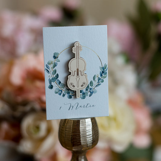 Mărțișor din lemn natur pictat manual Violoncel, Cello
