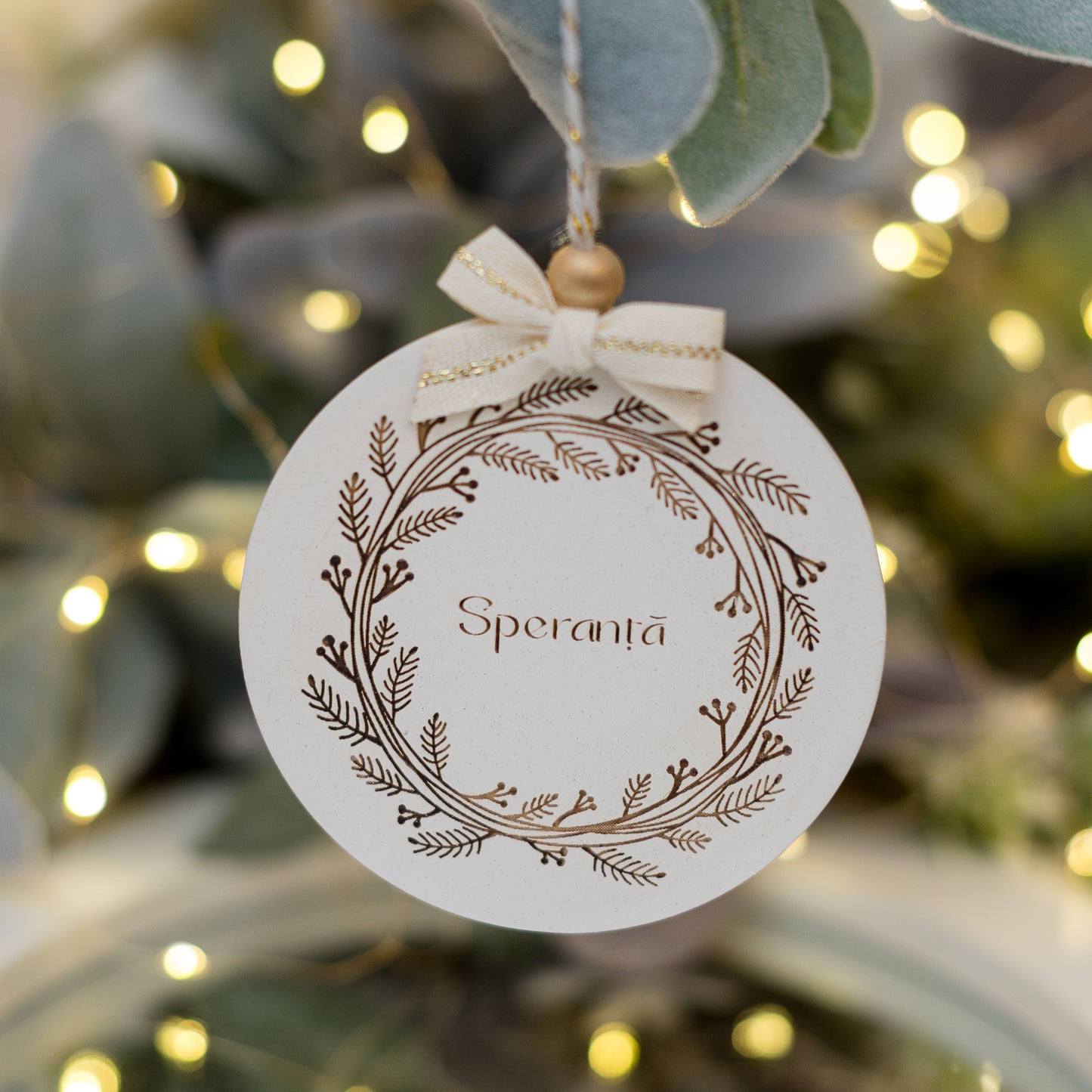 Ornament din lemn cu gravură SPERANȚĂ