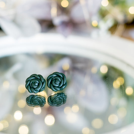 Cercei din lut polimeric - Cercei florali verzi