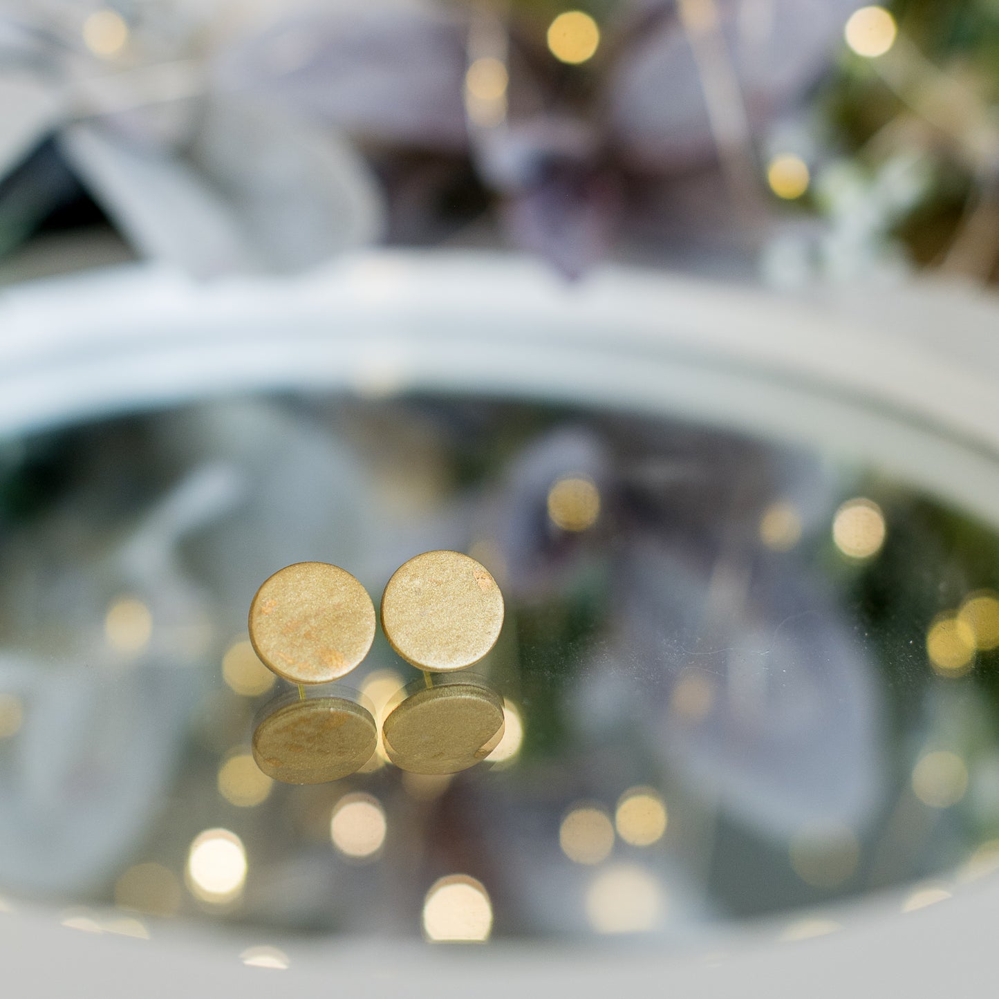 Cercei din lut polimeric - Cercei rotunzi bănuți aurii, cercei minimaliști