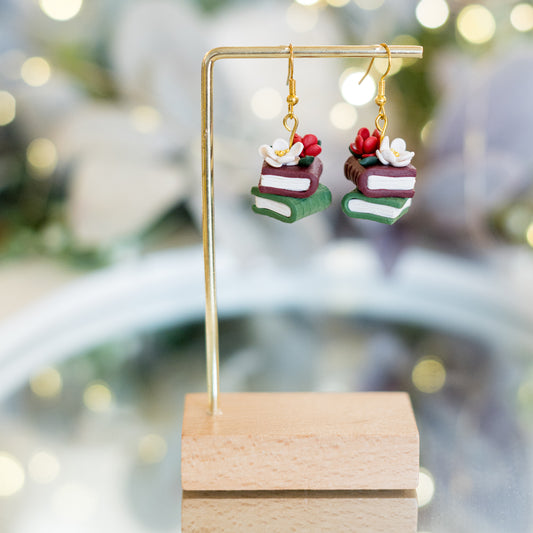 Cercei din lut polimeric - Cărți cu flori